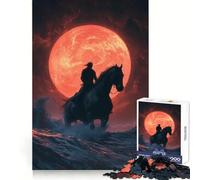 Silhouette Rider Under Blood Moon Jigsaw Puzzles for Adults1000 Piece Sharp Logic Toy Together Fun Tight Cut Memorable Gift 38x26cm