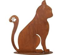 Silhouette Rustic Rusty Metal Cat Feline Garden Stake Fence Topper Ornament