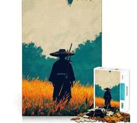 Silhouette Samurai Field Jigsaw Puzzle for Adults 1000 Pieces Mind Exercise Toy Together Fun Precision Cut Unique Gift 38x26cm