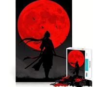 Silhouette Samurai Under Red Moon 1000 Piece Jigsaw Puzzles for Teenagers Jigsaw Mental Logic Toy Leisure Time Fine Edge 50x75cm
