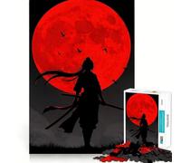 Silhouette Samurai Under Red Moon Jigsaw Puzzle 1000 Piece for Teenagers Clear Logic Toy Easy Leisure Perfect Cut Birthday Gift 38x26cm
