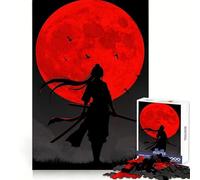 Silhouette Samurai Under Red Moon Teenagers 1000 Piece Jigsaw Puzzle Enhance Recall Soothing Play Neat Edge Santa Wish Item 38x52cm