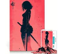 Silhouette Samurai Woman 1000 Piece Jigsaw Puzzles for Teenagers Smart Game Bonding Time Image Assembly Fine Art Piece 38x26cm