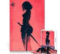 Silhouette Samurai Woman 1000 Pieces Jigsaws Adults Puzzles Gifts Reason Skill Toy Stress Release Exact Cut Santa Wish List 50x75cm