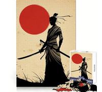 Silhouette Samurai Woman Warrior with Rising Sun 1000 Pieces Jigsaws Adults Puzzles Gifts Brain Workout Toy Relaxed Mind Art Assembly Memorable Gift 38x52cm