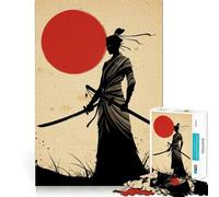 Silhouette Samurai Woman Warrior with Rising Sun 1000 Pieces Jigsaws Adults Puzzles Gifts Brain Workout Toy Relaxed Mind Art Assembly Memorable Gift 38x52cm
