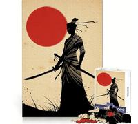 Silhouette Samurai Woman Warrior with Rising Sun 1000 Pieces Jigsaws Adults Puzzles Gifts Mind Skill Toy Quiet Fun Design Assembly 50x75cm