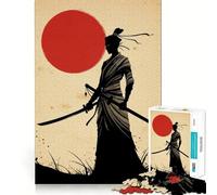 Silhouette Samurai Woman Warrior with Rising Sun 1000 Pieces Jigsaws Adults Puzzles Gifts Mind Skill Toy Quiet Fun Design Assembly 50x75cm