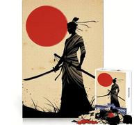 Silhouette Samurai Woman Warrior with Rising Sun Jigsaw Puzzle 1000 Piece for Teenagers Recall Upgrade Relax Mind Clear Cut Fine Art Piece 38x26cm