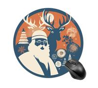 Silhouette Santa Claus Round Mouse Pad 7.8 Inch, Portable Gaming Mouse Mat with Non-Slip Rubber Base & Smooth Surface, Waterproof Mousepad for PC, Laptop, Computer, Office, Home