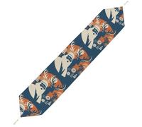 Silhouette Santa Claus Table Runner for Dining Table, Short Plush Runners Washable & Durable Tablerunner Modern Home Decor for Wedding, Kitchen, Holiday 200*33cm