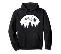 Silhouette Santa's Sleigh Flying Through The Sky Pullover Hoodie