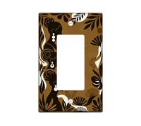 Silhouette Single Rocker Light Switch Cover, Modern Artistic Leaves Circles N/a Brown Plastic Standard Size Decorative Wall Plates for Living Room Bedroom Home Office Decor