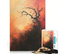 Silhouette Tree Sunset 1000 Piece Jigsaw Puzzles for Adults Jigsaw Logic Toy Indoor Play Precision Cut Cherished Gift 38x26cm