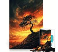 Silhouette Tree Sunset 1000 Piece Jigsaw Puzzles for Adults Memory Boost Family Joy Pattern Assembly Santa Wish Pick 38x26cm