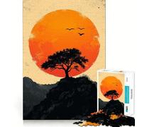 Silhouette Tree Sunset 1000 Piece Jigsaws for Teenagers Mind Exercise Toy Mental Relax Design Assembly Santa Wish List 38x26cm