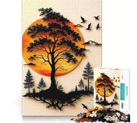 Silhouette Tree with Birds And Sunset 1000 Piece Jigsaws for Adults Puzzle Mental Logic Toy Stress Free Firm Cut Amazing Present 50x75cm