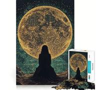 Silhouette Under A Giant Moon 1000 Piece Jigsaw Puzzles for Adults Jigsaw Think Toy Calm Relax Clean Cut Wall Art Decor 38x52cm