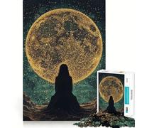 Silhouette Under A Giant Moon Adults Puzzles 1000 Piece Jigsaws Strengthen Memory Quiet Calm Clean Edge Art Collectible 50x75cm