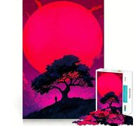 Silhouette Under A Pink Moon 1000 Piece Jigsaw Puzzles for Adults Teenagers Memory Upgrade Light Relax Sharp Cut Lovely Gift 38x26cm