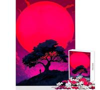 Silhouette Under A Pink Moon 1000 Piece Jigsaw Puzzles Gifts for Women Men Analysis And Logic Home Decoration Toys for And from 14 Years And over (38x52cm)
