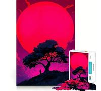 Silhouette Under A Pink Moon Hard Jigsaw Puzzle for Adults 1000 Pieces Logic Toy Family Bond Precision Cut Warm Surprise 38x52cm
