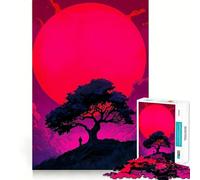 Silhouette Under A Pink Moon Jigsaw Puzzles for Adults1000 Piece Sharp Logic Toy Together Fun Tight Cut Memorable Gift 50x75cm