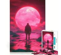 Silhouette Under Red Moon 1000 Piece Jigsaw Puzzle for Teenagers Mind Game Toy Stress Release Neat Cut Artistic Gift 38x52cm