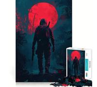Silhouette Under Red Moon 1000 Piece Jigsaw Puzzles for Teenagers Jigsaw Solid Logic Toy Calm Fun Precision Cut Santa Wish Item 38x26cm