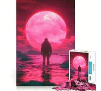 Silhouette Under Red Moon Jigsaw for Teenagers 1000 Pieces Logic Play Indoor Fun Accurate Edge Art Collection Piece 50x75cm