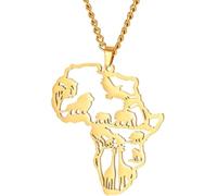 Silhouette Unique African Outline Jewelry Men Women Stylish Gift for Travelers and Nature Lovers Handmade Africa Map Pendant Necklace