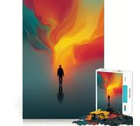 Silhouette Walking Towards Abstract Light Jigsaw Puzzles for Teenagers 1000 Mind Exercise Toy Home Activity Precision Cut Wall Art Decor 38x52cm