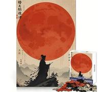 Silhouette Warrior Under Red Moon 1000 Pieces Jigsaws Adults Puzzles Gifts Reason Skill Toy Stress Release Exact Cut Santa Wish List 38x26cm