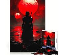 Silhouette Warrior Under Red Moon Hard Jigsaw Puzzle for Adults 1000 Pieces Logic Toy Family Bond Precision Cut Warm Surprise 38x26cm