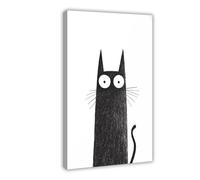 Silhouette Whispers Abstract Cat Lines Canvas Poster Bedroom Decor Landscape Office Room Decor Gift 24x36inch(60x90cm)
