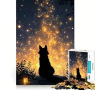 Silhouette Wolf Gazing at Starry Sky Teenager Jigsaw Puzzles 1000 Pieces Logic Boost Toy Family Joy Premium Edge 50x75cm