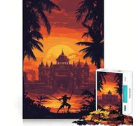 Silhouetted Warrior at Sunset 1000 Piece Jigsaw Puzzles for Adults Teenagers Memory Upgrade Light Relax Sharp Cut Lovely Gift 38x26cm