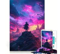 Silhouetted Warrior at Sunset Hard Jigsaw Puzzle for Adults 1000 Pieces Logic Toy Family Bond Precision Cut Warm Surprise 38x26cm