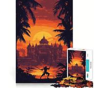 Silhouetted Warrior at Sunset Jigsaw Puzzles for Adults 1000 Pieces Strengthen Recall Soothing Fun Quality Edge Lovely Present 38x52cm
