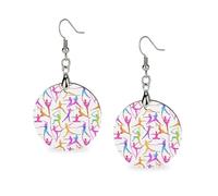 Silhouettes Colorful Rhythmic Gymnastics Wood Earrings Personalized Dangle Earring Pendants Charms for Woman Jewelry