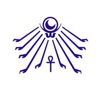 Silhouettes of King and Queen on Egyptian Papyrus offering Sacrifices to The Gods Ancient Egyptian Gods Lettering Decals 60.8x80.5cm Window Decals DarkBlue