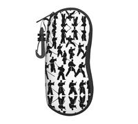 Silhouettes of Martial Arts Large Glasses Case,Durable Eyeglass Holder for Women with Hard Shell - Perfect for Travel and Daily Use, Black, One size