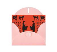 Silhouettes Of Martial Arts Pearl Paper Holiday Greeting Card With Envelopes Weddings Party Birthday Invitations Wishes