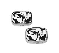 Silhouettes of Martial Arts Pill Box 2 Compartment Medicine Pill Case,Travel Pill Organizer, Small Metal Pill Case Portable Pill Box, Perfects Gift for Anyone in Need