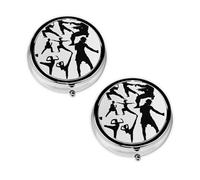 Silhouettes of Martial Arts Print Pill Box 3 Compartment Medicine Pill Case,Portable for Pocket Or Purse Pill Organizer Decorative Metal Medicine Vitamin Organizer Unique Gift