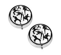 Silhouettes of Martial Arts Print Print Pill Box 3 Compartment Medicine Pill Case,Portable for Pocket Or Purse Pill Organizer Decorative Metal Medicine Vitamin Organizer Unique Gift