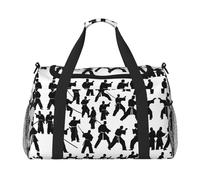 Silhouettes of Martial Arts print Weekender Overnight Carry On Bag Gym Luggage Bag Duffel Bag for Travel Women, Black, One Size