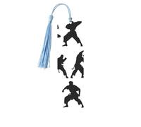 Silhouettes of Martial Arts Printed Metal Bookmarks M - Sky Blue Lightweight Aluminium Book Marker for Books, Journals & Gifts, Ideal Book Lovers, Holiday Decor & Crafts