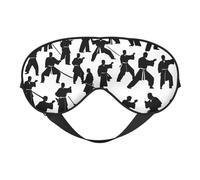 Silhouettes of Martial Arts Sleep Mask,100% Natural Mulberry Silk Eye Mask with, Ultra-Soft Eye Covers for Sleeping, Travel, Nap