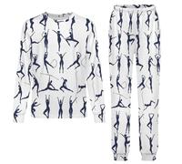 Silhouettes Rhythmic Gymnastics Pyjamas Set 2 Pieces Sleepwear Nightwear Long Sleeve Pajama Tops Pants Girls Boys 10-11Y